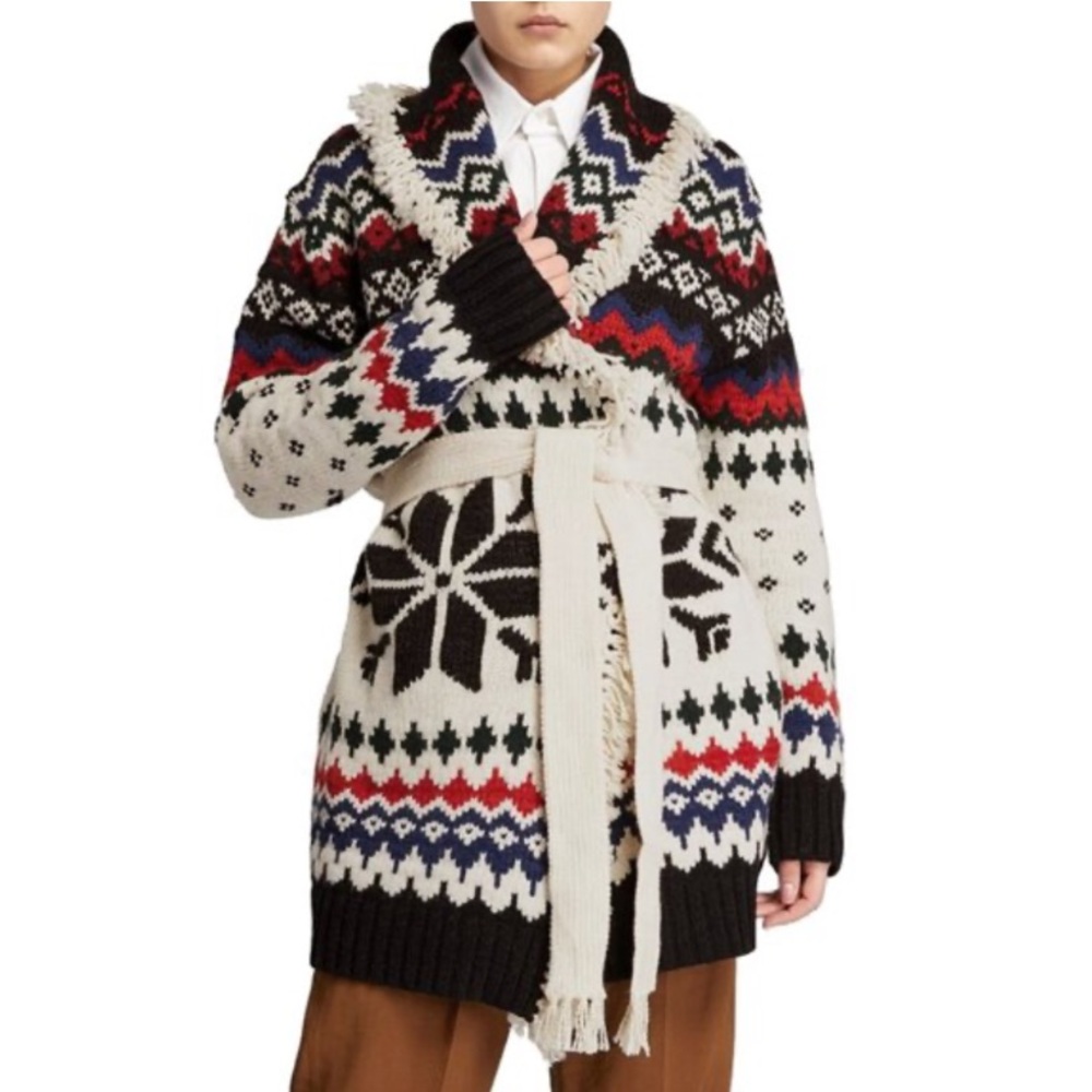 Polo by Ralph Lauren Black and Cream Fair Isle Cardigan - Picture 9 of 16